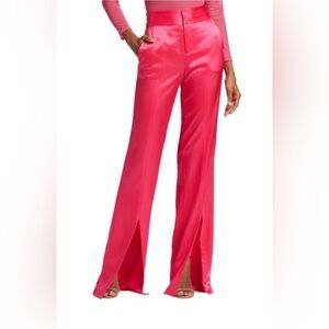 Alice + Olivia Women's Pink Satin Wide-Leg Pants